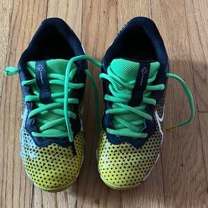 Nike Kids Green and Yellow Mesh Lace-Up Sneakers